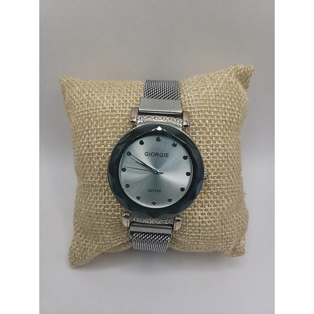 Giorgie Vintage Womens Silver Mesh Strap Bracelet Quartz Watch Minimalist Dial